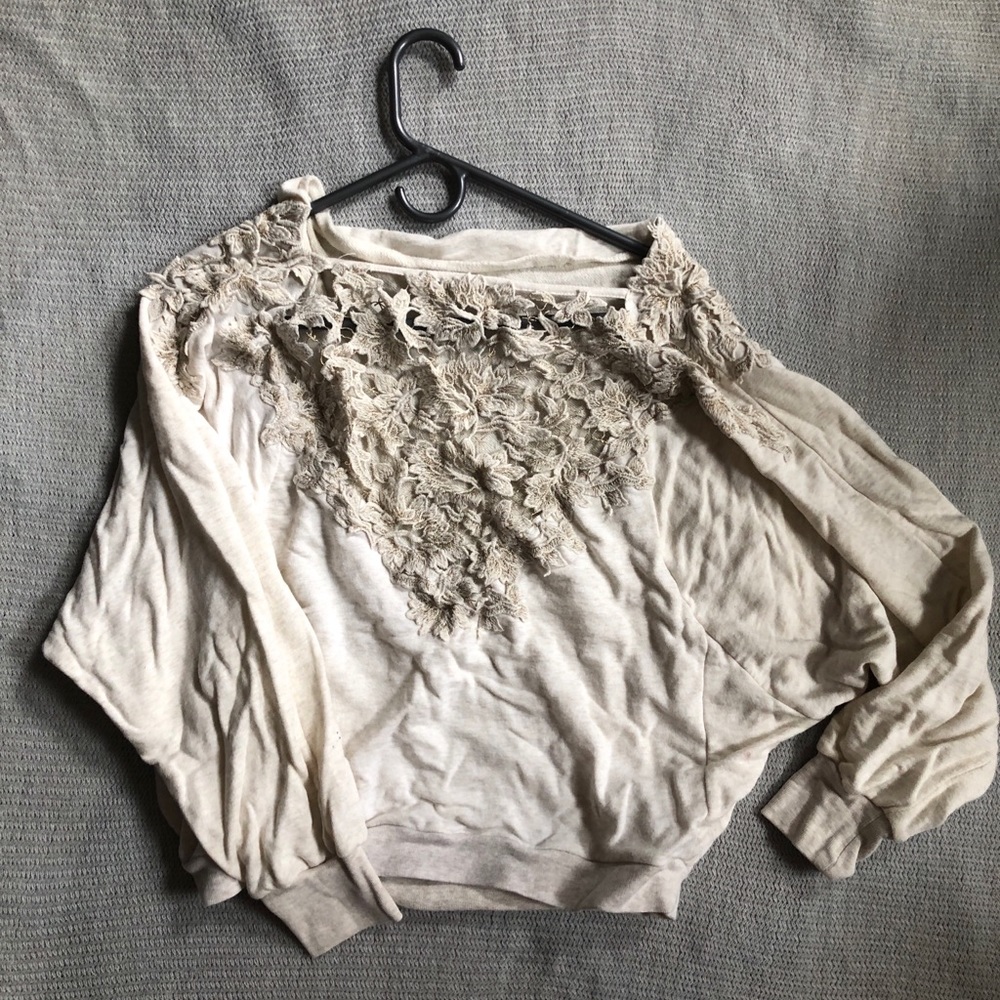 Lace Backed Anthropology Sweatshirt